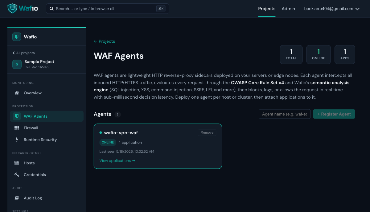 WAFio WAF Agents Page